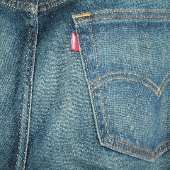 Levi's 514 Original Blue Washed Riveted Slim Straight Denim Jeans Size 34x34 - Picture 7 of 11